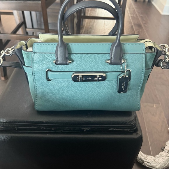 Coach Handbags - Coach Blue and Green Leather Satchel